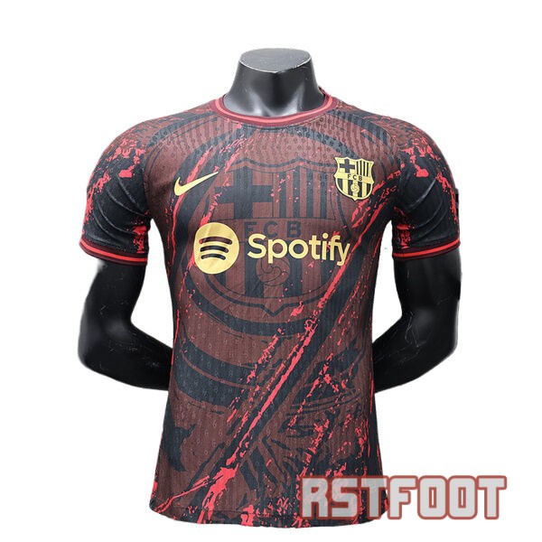 maillot barcelone 2024-2025 edition speciale version player rouge fonce noir camouflage