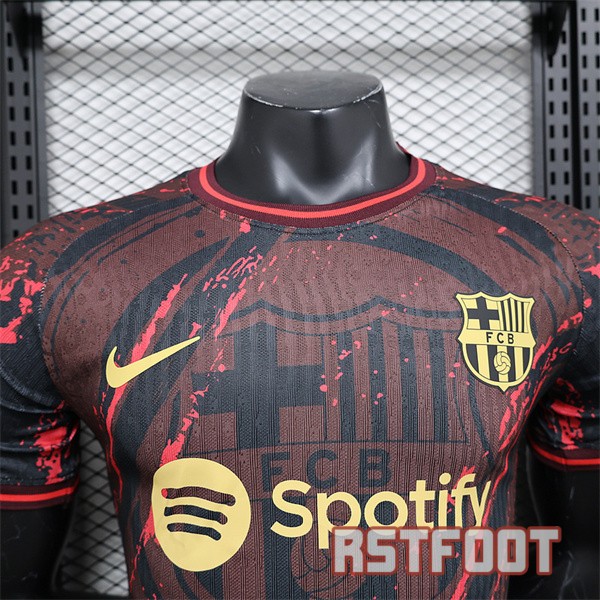 maillot barcelone 2024-2025 edition speciale version player rouge fonce noir camouflage – Image 2