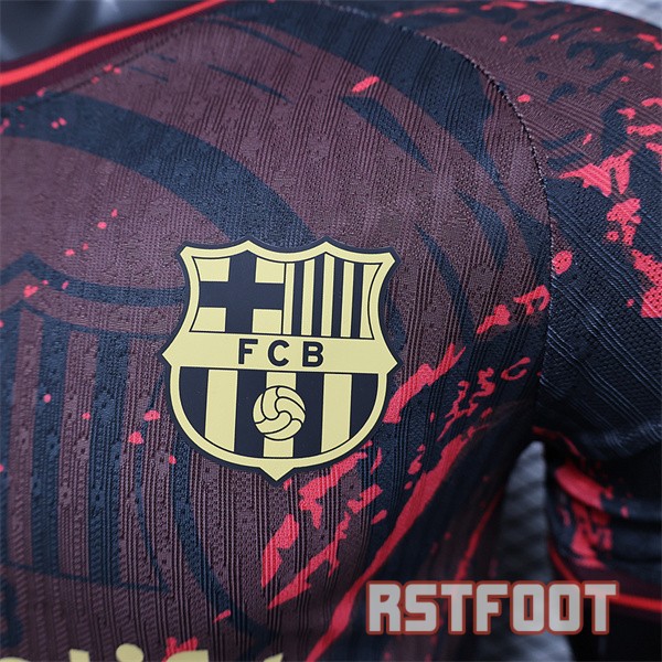 maillot barcelone 2024-2025 edition speciale version player rouge fonce noir camouflage – Image 3