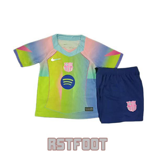 maillot barcelone 2025-2026 enfant edition speciale vert fluorescent rose