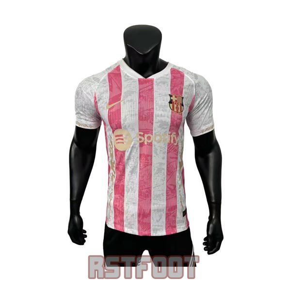 maillot barcelone 2025-2026 edition speciale version player blanc rose rayure