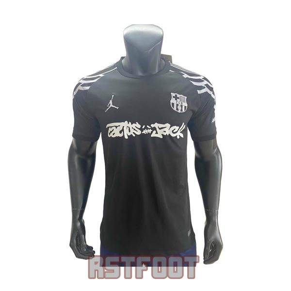 maillot barcelone 2025-2026 edition speciale version player noir blanc travis scott