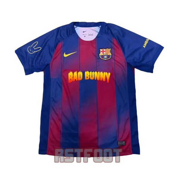 maillot barcelone 2025-2026 edition speciale bleu rouge jaune bad bunny